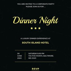 Company Dinner Night Invitation Template In Pages Illustrator Word