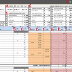 Wonderful Free Home Renovation Cost Estimator Spreadsheet Regarding