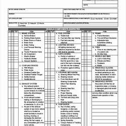 Tremendous Truck Inspection Form Template In Vehicle Templates Printable Checklist Report Forms Word