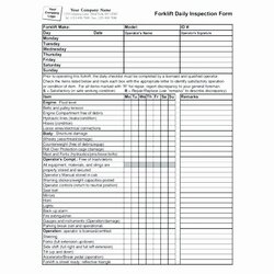 Lovely Truck Inspection Form Template Templates Proposal Forklift Checklist