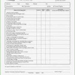 Admirable Best Truck Inspection Checklist Template Excel Example Vehicle