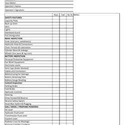 Great Printable Equipment Inspection Checklist Template Templates Lift Truck Use Print Big