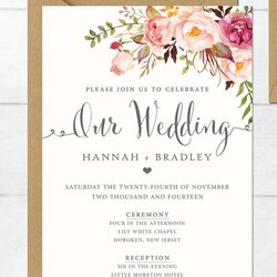 Matchless Printable Wedding Invitations Free Template Templates Rs
