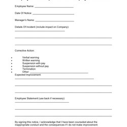Sterling Printable Employee Write Up Template Templates Form