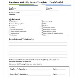 Terrific Free Printable Write Up Form World Holiday Employee