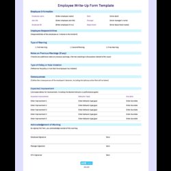 Superior Printable Employee Write Up Sample Forms And Form Template