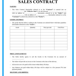 Perfect Free Sales Contract Template For Download Contracts
