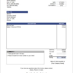 Service Invoice Templates Free Word Excel Samples Template