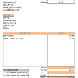 Printable Service Invoice Templates Sample Receipt Free