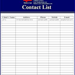 Perfect Excel Contact List Template Beautiful Phone Business Free Of