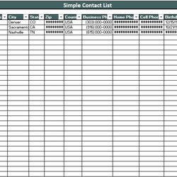 Preeminent Professional Business Contact List Template Excel And Word Simple