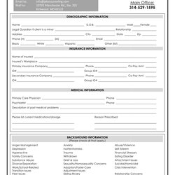 Superb Medical Intake Form Template Counseling Initial