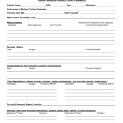 High Quality Free Printable Medical Intake Forms Online Pediatric History Form