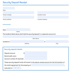 Marvelous Security Deposit Receipt Free Template Rental Manager
