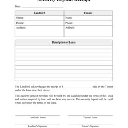 Security Deposit Receipt Template Fill Out Sign Online And Download Print Big