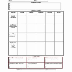 Sterling Free Preschool Lesson Plan Template In Daycare Form Lessons Curriculum
