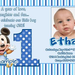 Swell Birthday Invitation Wordings Invitations Boy First Baby Year Sample Old Template Templates Cards Mickey
