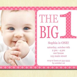 Marvelous Birthday Invitations Free Invitation Baby Girl First Party Template Printable Year Old Invite