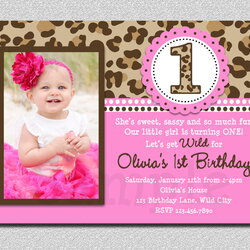 Splendid Free Printable First Birthday Invitations Invitation Cheetah Wording Cute Girl Template