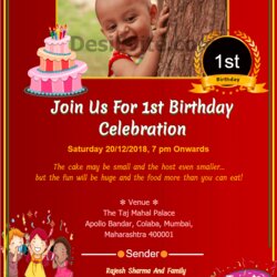 Fantastic Birthday Invitation Card With Photo Samples Wording Marathi Telugu First Sample