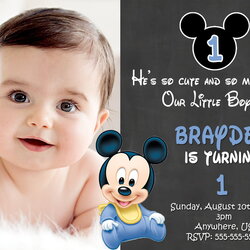 Out Of This World Birthday Invitation Card For Baby Boy Templates Free Chalkboard Mickey Mouse Ideas