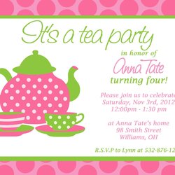 Great Custom Printable Tea Party Invitation Invitations Wording