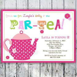Splendid Tea Party Birthday Invitation Invite Printable Girl Old Year Girls Invitations Kids Parties Time