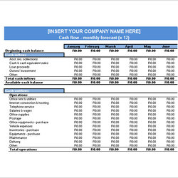 Cash Flow Forecast Template Business Excel Forecasting Analysis Program Projections Templates Annual Word