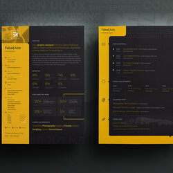 Tremendous Personal Resume Template Free Download Templates Dark Creative Impression Update Graphics Yellow