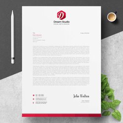 Letterhead Professional Template Company Modern Red Vector Letter Head Business Templates Details Layout