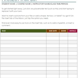Super Project Task List Template Tables Word