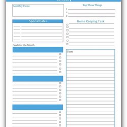 Capital Best Monthly Task List Template