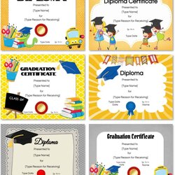 Graduation Certificate Template Word Preschool Diploma Award Certificates