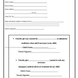 Very Good Free Printable Child Medical Consent Form Template Business Permission