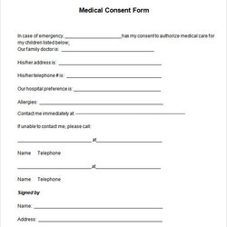 Admirable Free Sample Medical Consent Forms In Form Template Printable Trip School Templates