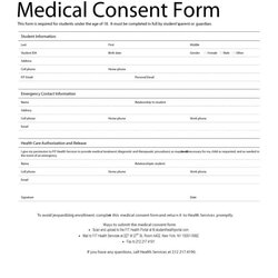 High Quality Medical Consent Forms Free Printable Templates Form Template Sample Release Information Children