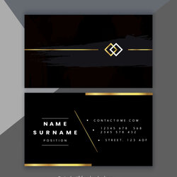 Excellent Business Card Template Elegant Dark Black Golden Plain Vectors Images Vector Format
