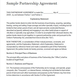 Brilliant Free Sample Partnership Agreement Templates In Ms Word Template Simple Business Agreements Google