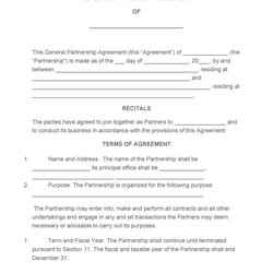 Very Good Free Partnership Agreement Templates Business General Printable Template