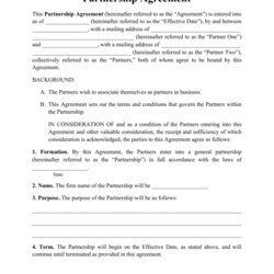 Partnership Agreement Template Fill Out Sign Online And Download Print Big