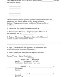 Matchless Free Partnership Agreement Templates Business General Template