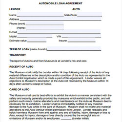 Superb Car Loan Contract Template Agreement Printable Auto Forms Word Form Mobile Automobile Via Free
