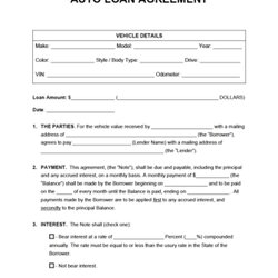Free Auto Loan Agreement Template Word