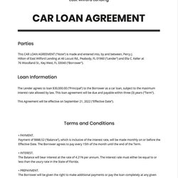 Tremendous Car Loan Agreement Form Template Google Docs Word