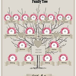 High Quality Generation Family Tree Template Free To Customize Print Maker Templates Generations Four Diagram
