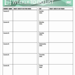 Eminent Weekly List Template Beautiful Sample To Do