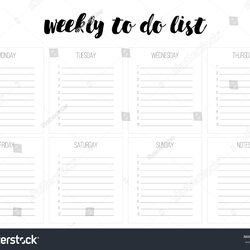 Terrific Weekly List Template Exceptional Design
