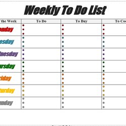 Weekly List Template Collection Checklist Samples To Do