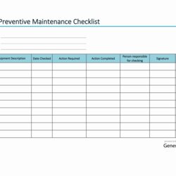 Matchless Excel Maintenance Template