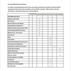 Cool Preventive Maintenance Schedule Template Excel Printable Preventative Forklift Program Checklist Plan